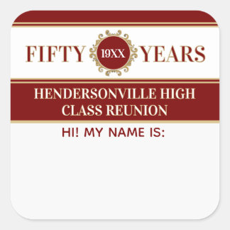 Party! 50th Reunion Celebration Name tag sticker