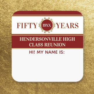 Party! 50th Reunion Celebration Name tag sticker