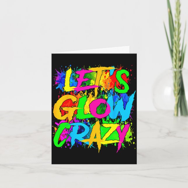 Party 80s group team lets crazy retro colourful card (Front)