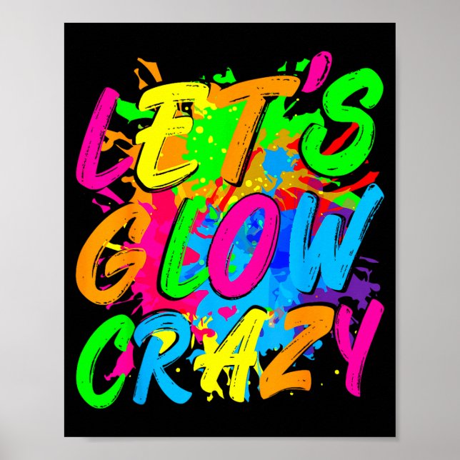 Party 80s group team lets crazy retro colourful poster (Front)