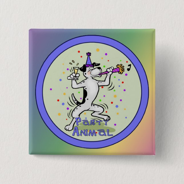 Party Animal 2 Inch Square Button (Front)