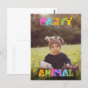 Party Animal Birthday Custom Photo Thank You Note Postcard