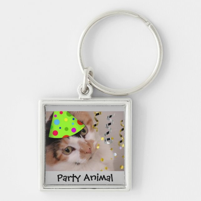 Party Animal/Calico Cat Keychain (Front)