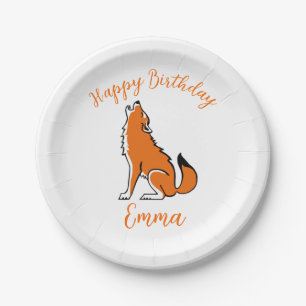 Party animal! Cool Red WOLF - Wild animals Paper Plate
