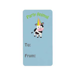 Party animal! Cow Label