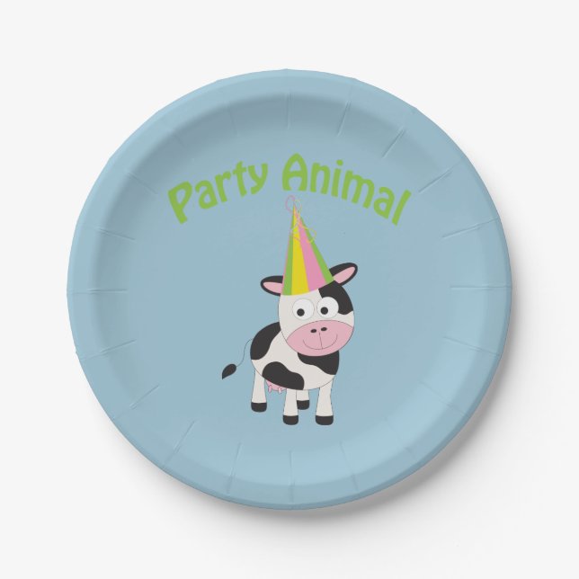 Party animal! Cow Paper Plate (Front)