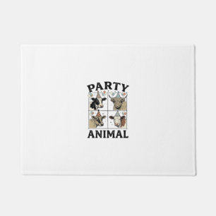 Party Animal Cow Vintage Engraving T-Shirt Design_ Doormat