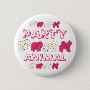 PARTY ANIMAL Crackers Cookies Circus Zoo Birthday 2 Inch Round Button