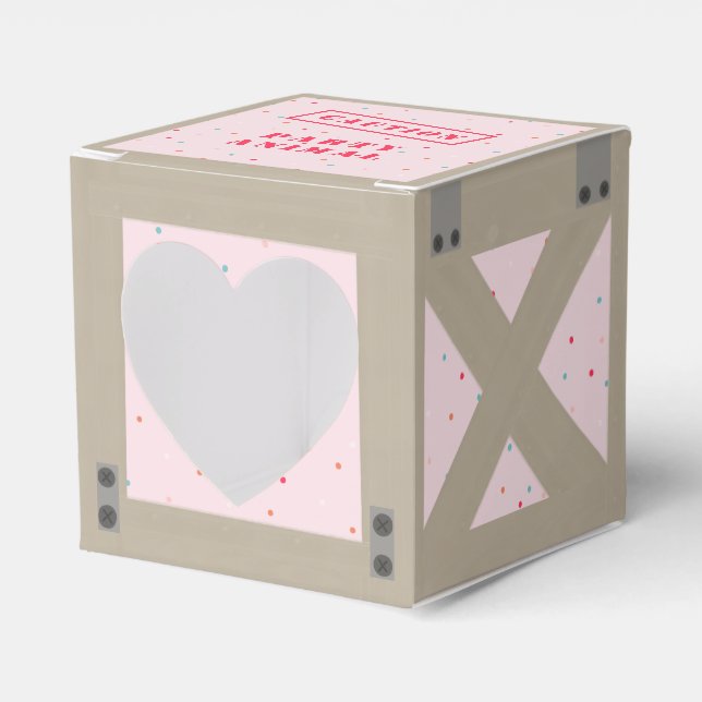 Party Animal Crate Girls Birthday Favor Box (Front Side)