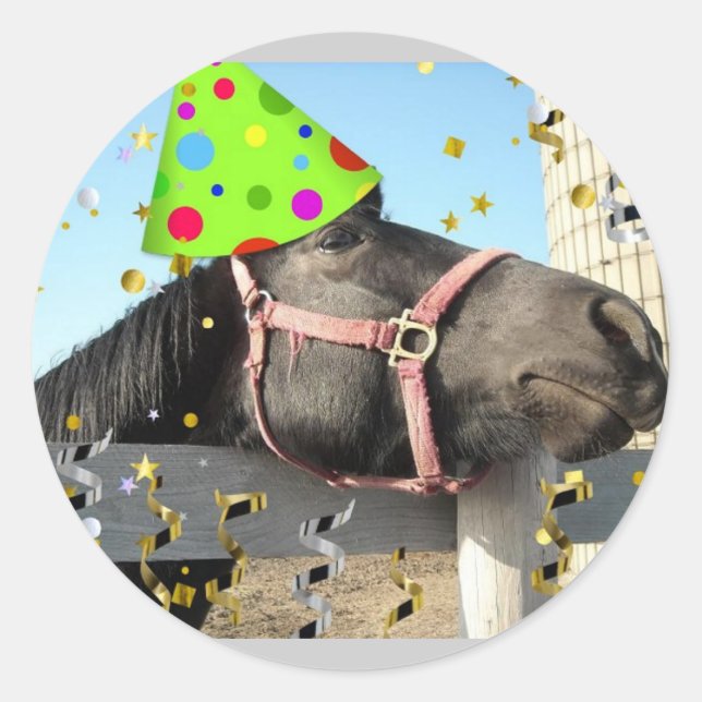 Party Animal Horse Classic Round Sticker (Front)