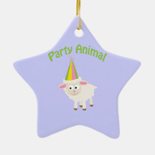 Party Animal Lamb Ceramic Ornament