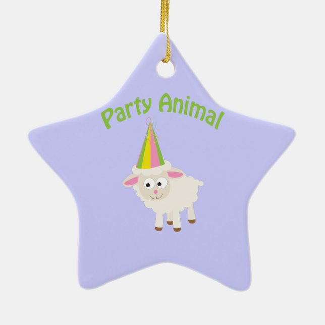 Party Animal Lamb Ceramic Ornament (Back)
