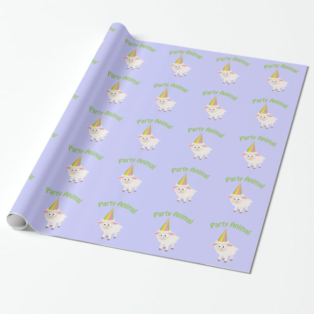 Party Animal Lamb Wrapping Paper (Unrolled)