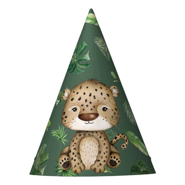 Party Animal Leopard Cheetah Wild One Jungle Boy Party Hat (Front)