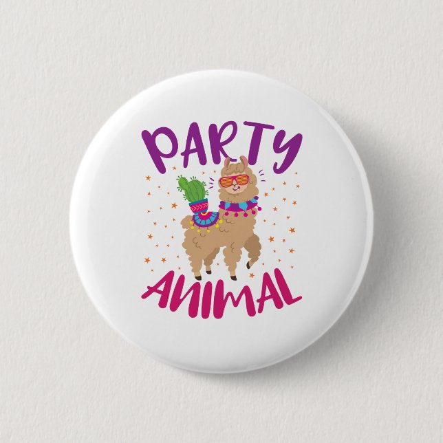 Party Animal Llama Bachelorette Birthday 2 Inch Round Button (Front)