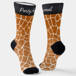 "Party Animal" Orange Giraffe Spots  Animal Print Socks