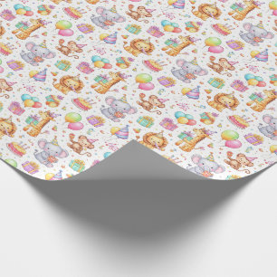 Party Animal Parade – Watercolor Birthday Design Wrapping Paper