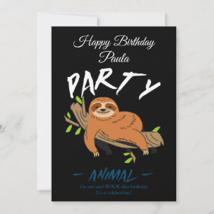 Party animal sloth lazy Happy Birthday card
