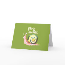 Party animal snail greetings card (green)