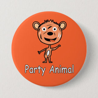 Party Animal Tiger 3 Inch Round Button