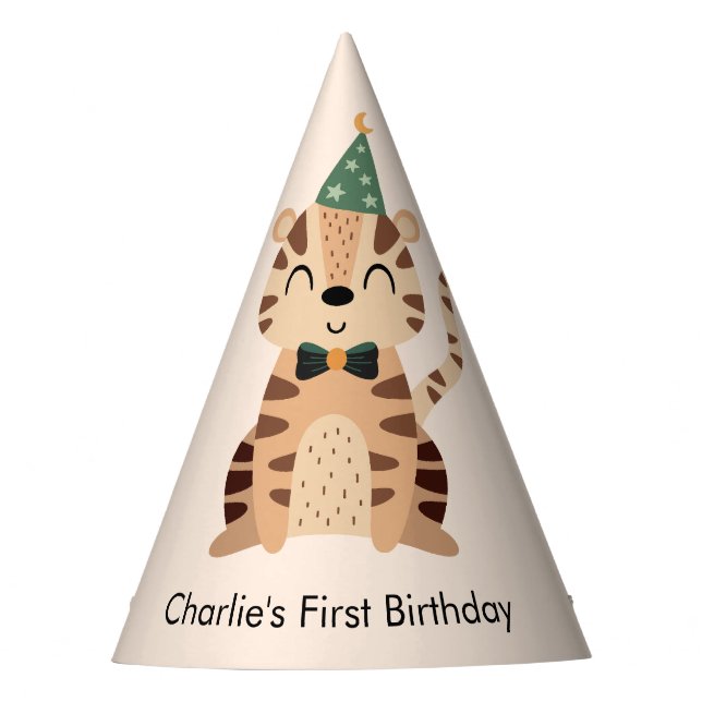 Party Animal Tiger, Birthday Party Hat (Front)