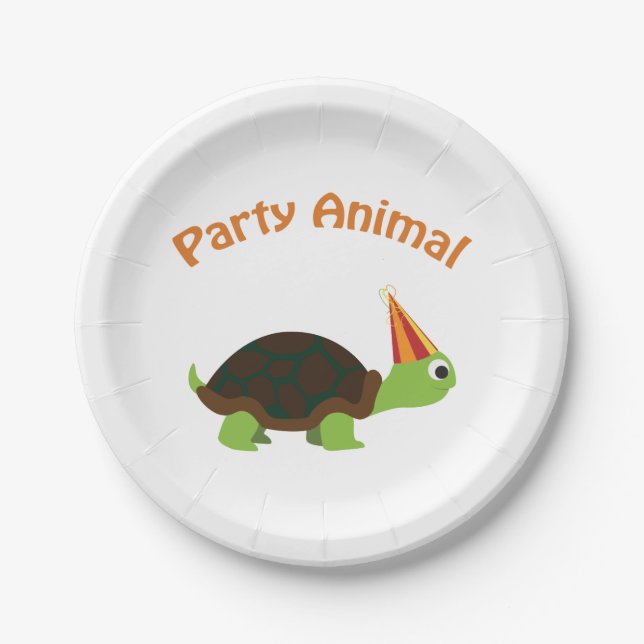 Party Animal Turtle Paper Plate (Front)