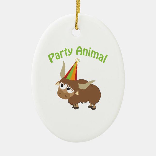 Party Animal Yak Ceramic Ornament (Front)