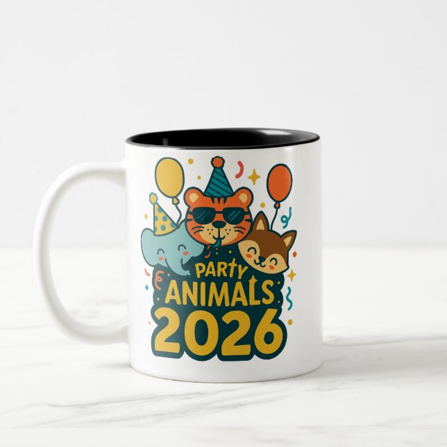 Party Animals 2026 Two-Tone Coffee Mug (Left)