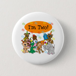 Party Animals 2nd Birthday 2 Inch Round Button