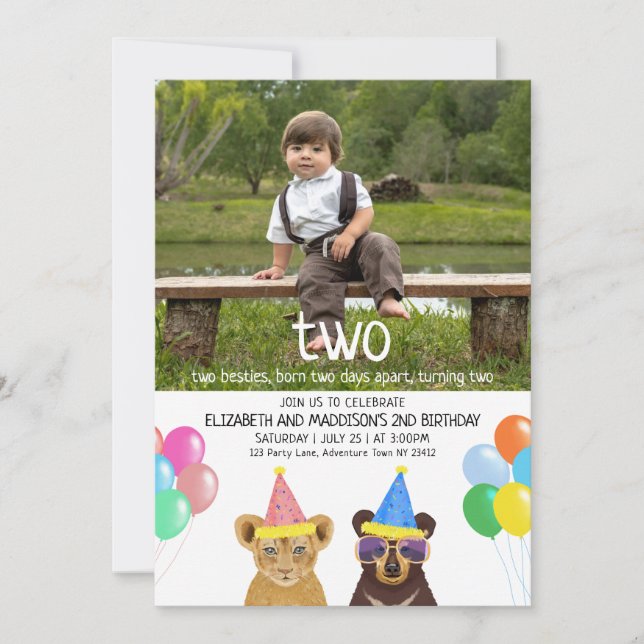 Party Animals 2nd Birthday Invitation (Front)