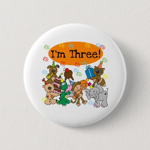 Party Animals 3rd Birthday 2 Inch Round Button