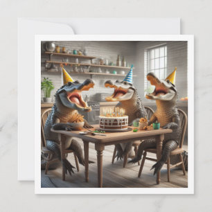 Party animals, Alligators eating cake birthday  Invitation