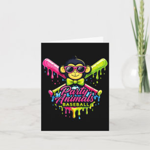 Party animals baseball funny monkey card