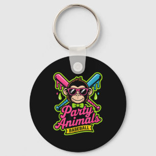 Party animals baseball funny monkey vibrant slime keychain
