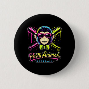 Party Animals Baseball Monkey 2 Inch Round Button