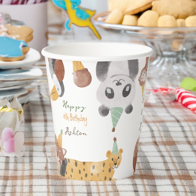 Party animals birthday party personalized name paper cups (Party animals birthday party personalized name paper cups)