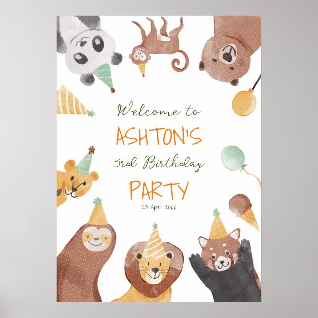 Party animals birthday party welcome sign (Front)