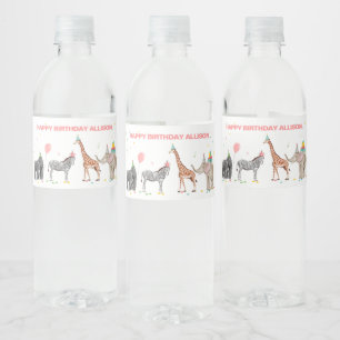 Party Animals Birthday Wild One Water Bottle Label