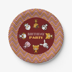 Party Animals, Chevron Birthday Party Paper Plate