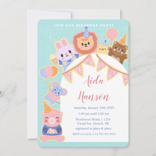 Party Animals Extravaganza Birthday Invitation (Front)