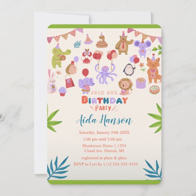 Party Animals Extravaganza Birthday Party Invitation (Front)