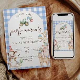 Party Animals Farm Birthday Invitation Barnyard 