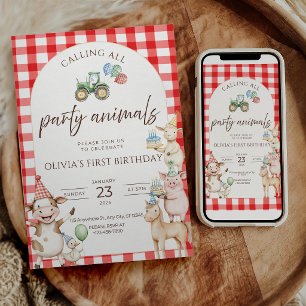 Party Animals Farm Birthday Invitation Barnyard 