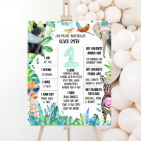 party animals First Birthday Milestone Board