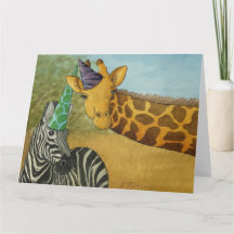 Party Animals: Giraffe/Zebra Card 8.5"x11"