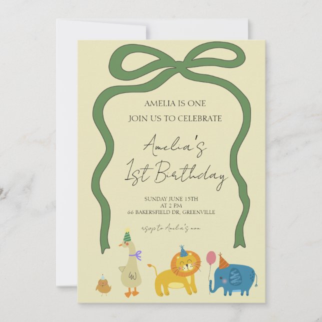 Party Animals Girls Birthday Invitation (Front)