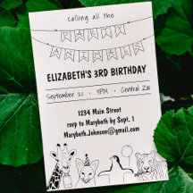 Party Animals Hand Drawn Doodle Kid's Birthday