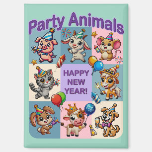 Party Animals "Happy New Year" Magnet