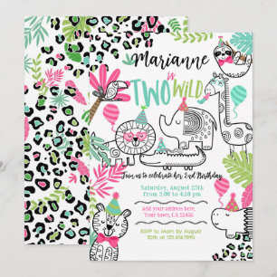 Party Animals, Jungle Safari 2nd Birthday Invitation