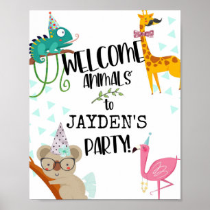 Party Animals, Kids Birthday, Animal party Save Th Poster